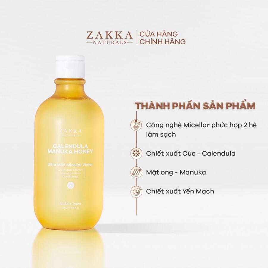 Zakka Natural Chiết xuất Hoa cúc - Mật ong kháng viêm, nhẹ dịu với da