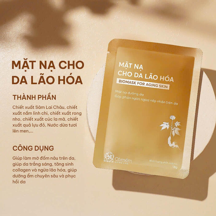 Mặt Nạ Sâm - Cỏ Mềm Cấp ẩm, dưỡng da lão hoá chuyên sâu